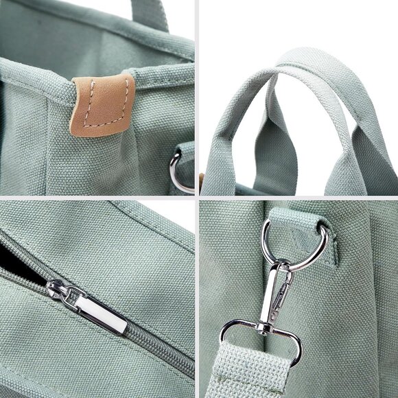 Small Tote Bag with Zipper Tote Bag for Women Canvas Crossbody Bag Shoulder Bag - Picture 8 of 9